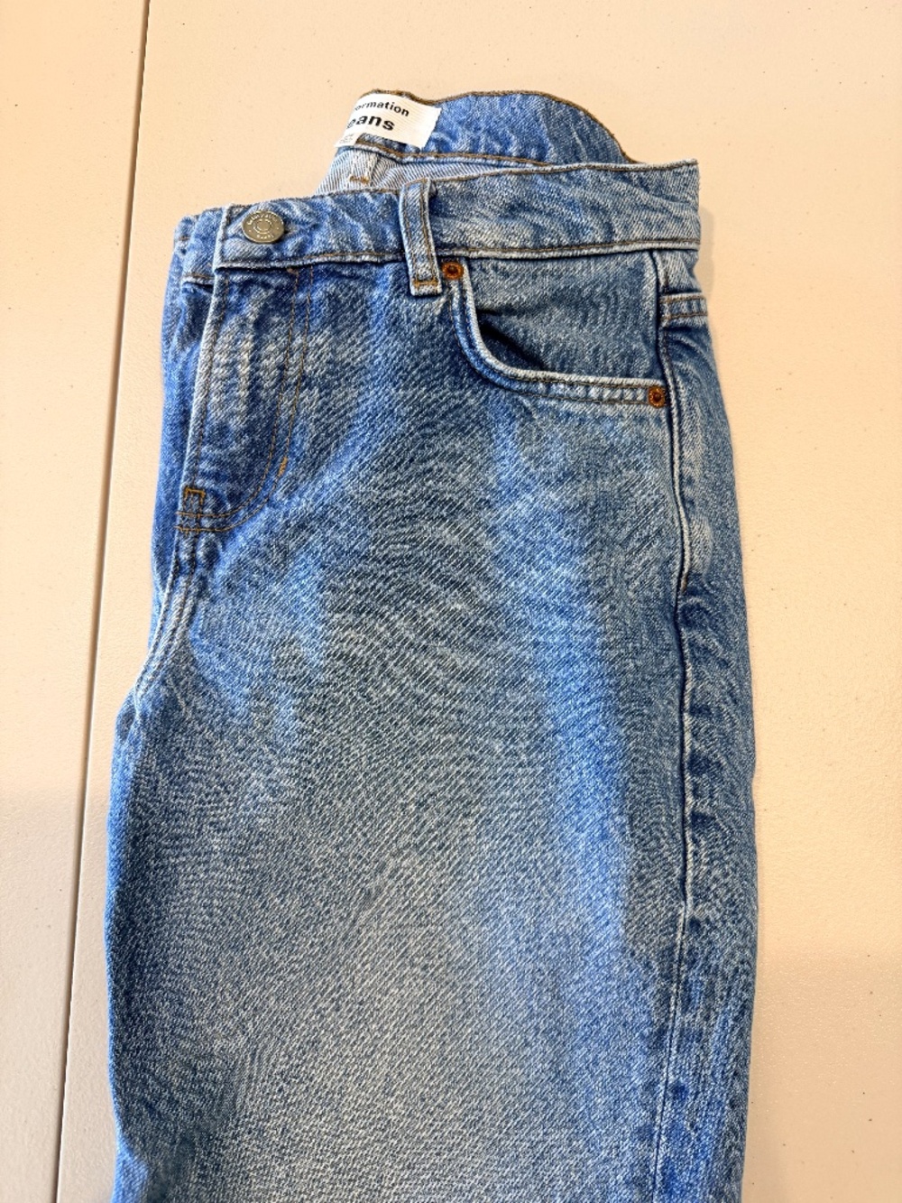 Reformation Abby Low Rise Straight Jeans Size 24 Blue Denim